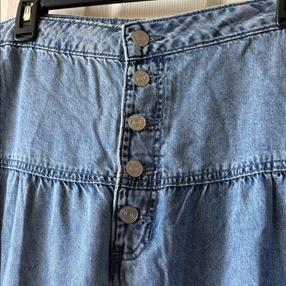 Tiered Blue Denim Maxi Skirt - Picture 4 of 6